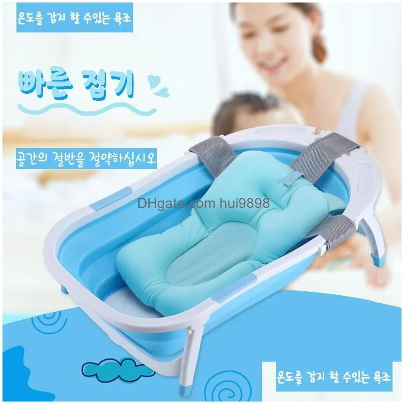 bathing tubs seats born baby bath tub folding child can sit lay bathtub eco-friendly non-slip safe kid