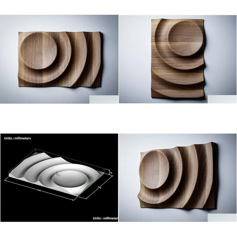 3D Wall Panel 3D Wood Carving Ripple Wall Art Scpture Drop Delivery Home Garden Home Decor Ot4Yu