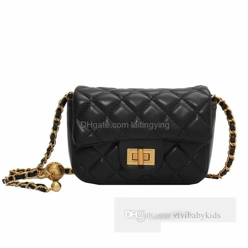 lady style children handbags kids diamond lattice quilted pu leather messenger bag girls metals buckle chain single shoulder bags