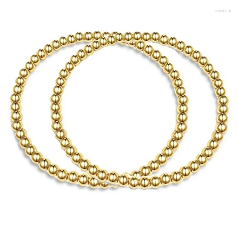 Beaded Strand European American In Charms Versatile Copper Ferry True Gold Beads Colorf Bracelet Beach Style Geometric Elastic Jewelr Otrtl