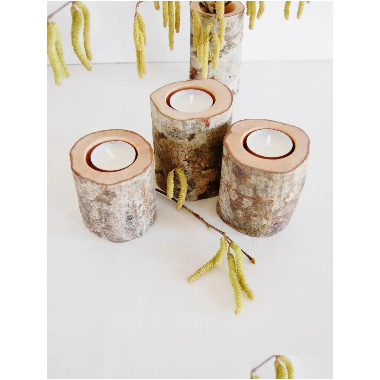 Candle Holders Tree Branch Candleholders Set Of 3 Wooden Tealight Holders Rustic Easter Table Decor Home Drop Delivery Home Garden Hom Ottfa