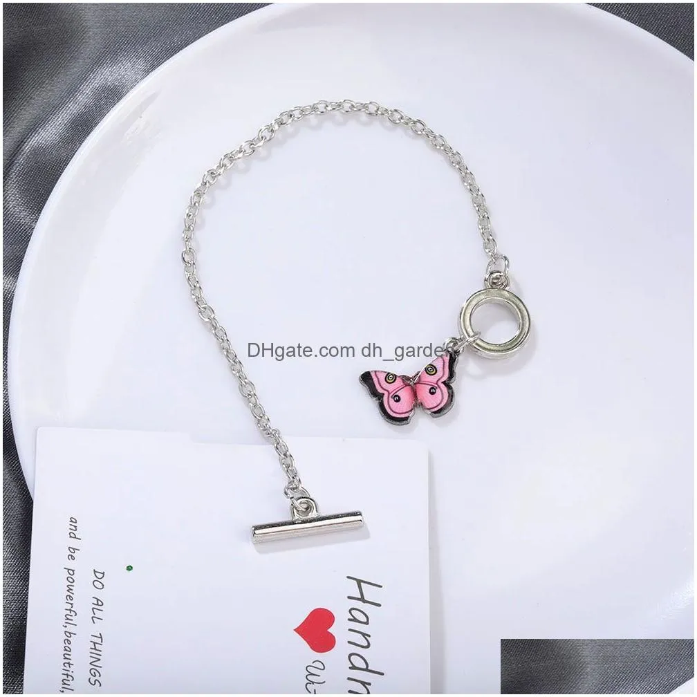 Chain Colorf Butterfly Bracelet Link Chain With Toggle Clasp And Closure For Women Men Fashion Bracelets Jewelry Making Gir Dhgarden Dhwed