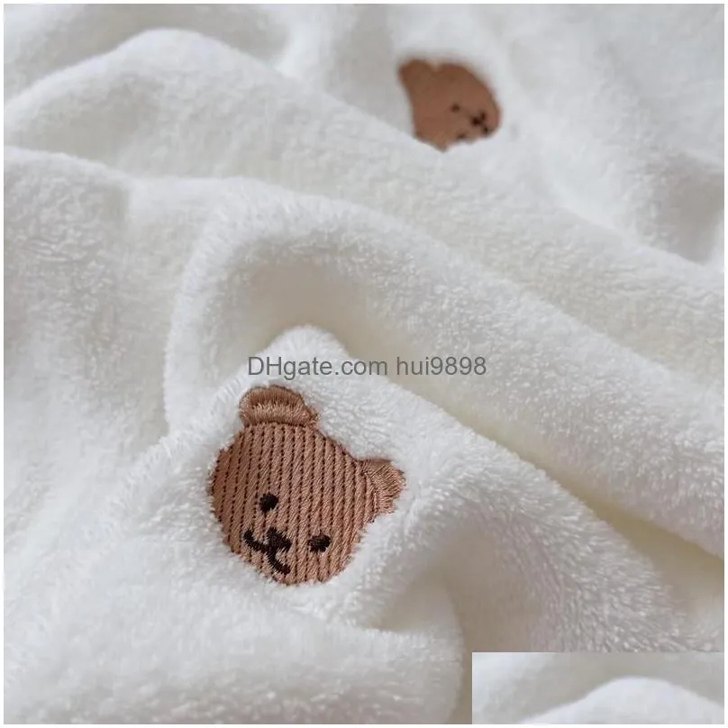 blankets ddling korean fleece baby kids blanket bear embroidery infant bedding moses basket bassinet cover stroller covers