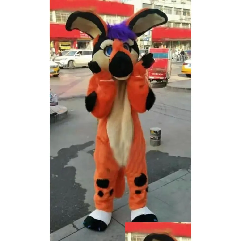 festival dress long fur husky dog fox mascot costumes carnival hallowen gifts unisex adults party games outfit holiday celebration cartoon character