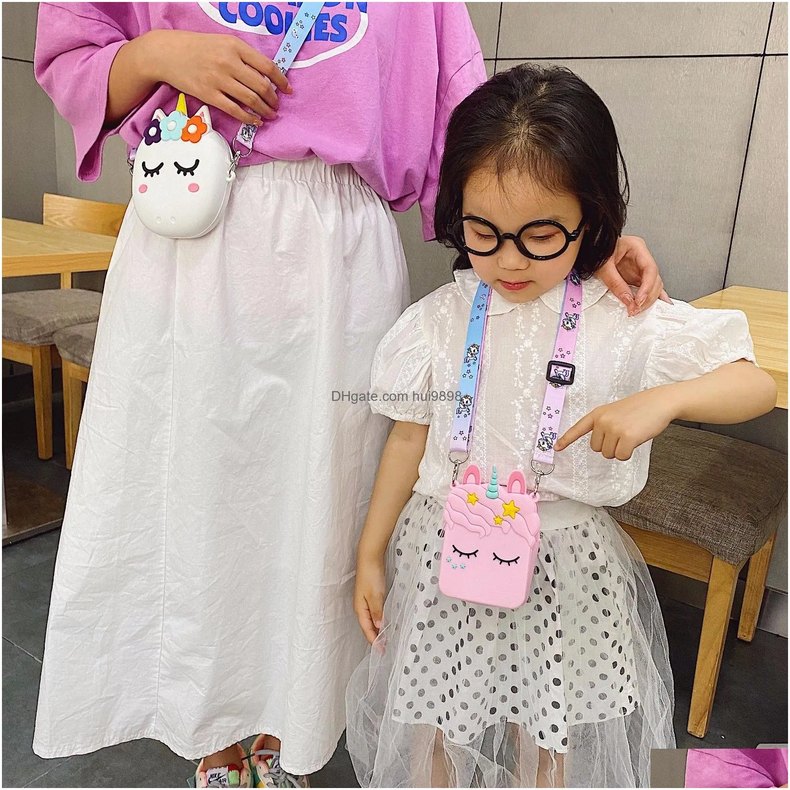 sweet princess with unicorn silicone saddle purse for children girl fashion korean style parent child bag wholesale cute little pocket