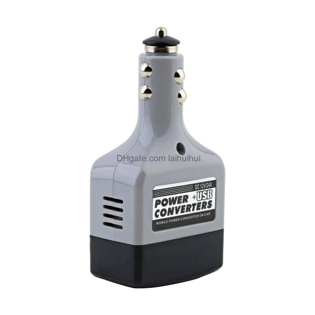 car mobile converter inverter adapter dc 12v/24v to ac 220v  power add usb dropping 