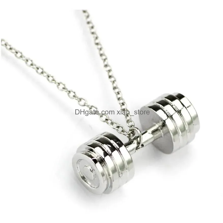 pendant necklaces men kettlebell barbell dumbbell necklace sport weightlifting collar bodybuilding fashion gym fitness