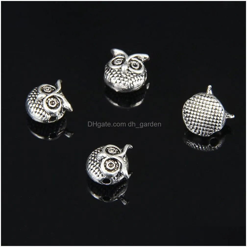 Charms New Arrival Sliver Plated  Head Owl Charm For Bracelets Small Animal Alloy Jewelry Diy Making 100Pcs/Lot Wholesal Dhgarden Dhskx