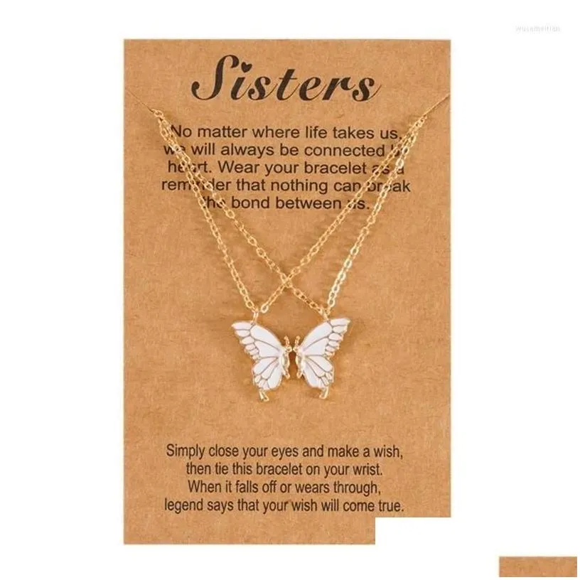 Pendant Necklaces 2Pcs Friend Sisters Suitable For 2 Girls Matching Butterfly Pendants Long Distance Friendship Jewelry T8De Drop Del Ot5O1