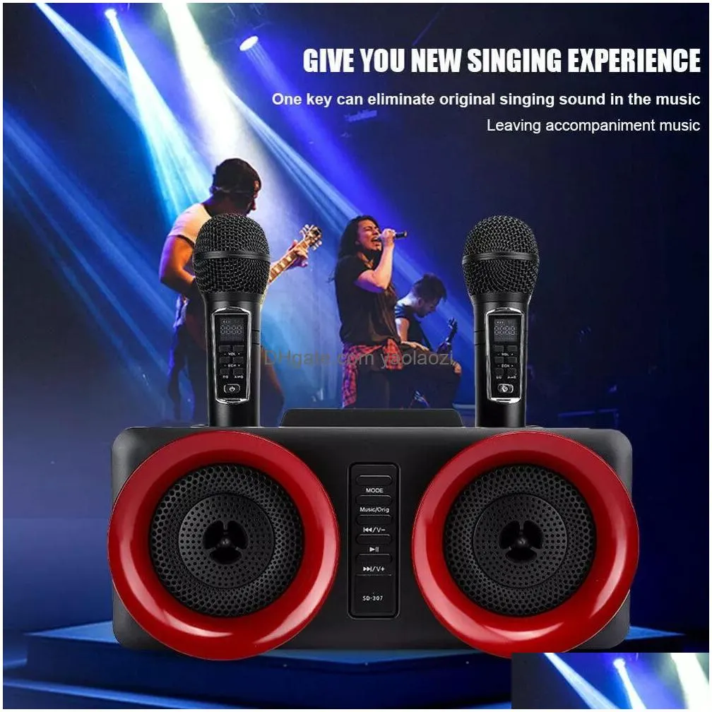 sd307 family ktv mobile phone portable wireless karaoke outdoor subwoofer usb tfauxrecordingmicrophone for bluetooth