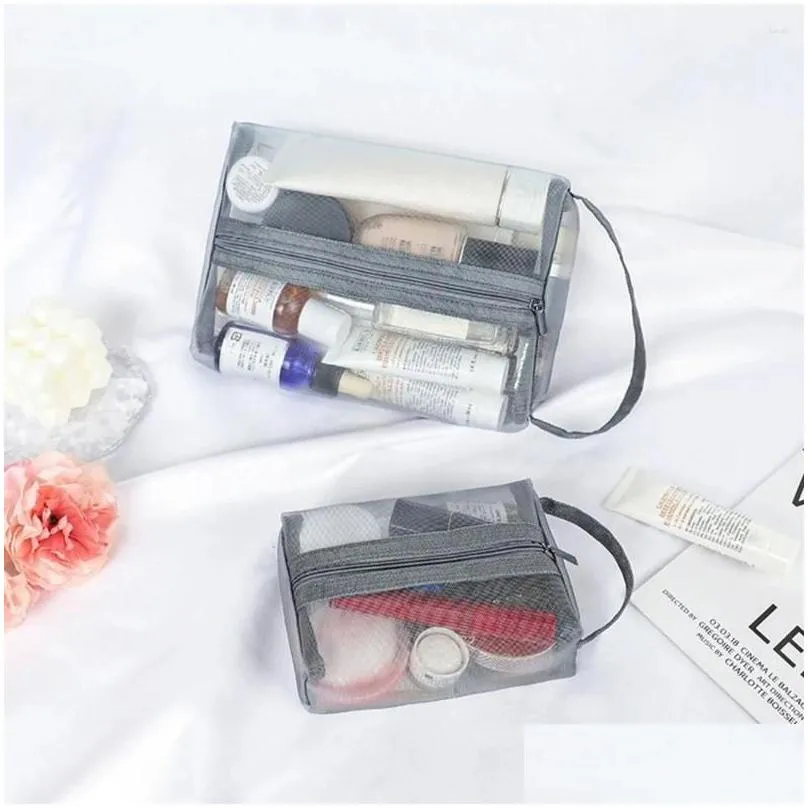 storage bags clear makeup bag duty transparent zipper toiletry gauze handle cosmetic unisex