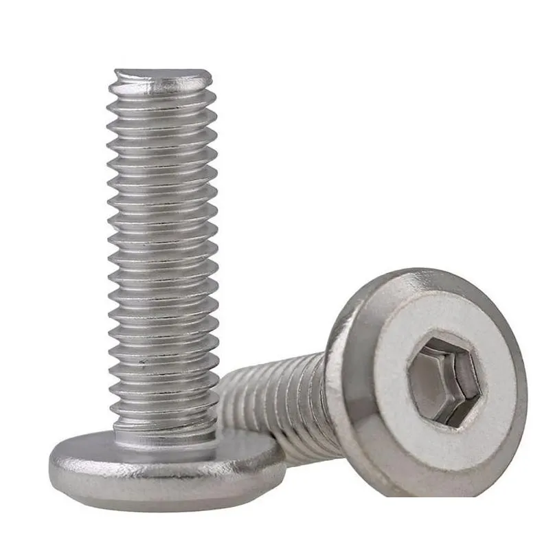 Bolts Wholesale 304 Stainless Steel Flat Round Head Furniture Screw Accessories Beveled Hexagonal Screws Chamfered Drop Delivery Offic Otpsv