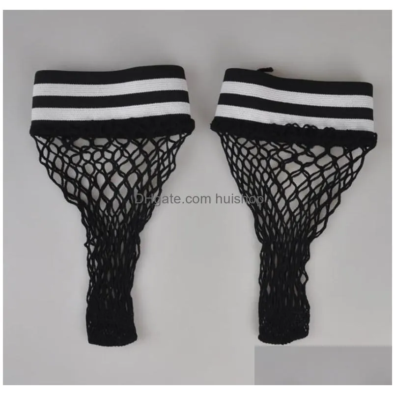 fishnet anklet socks fashion womens big net mesh striped crew cuff ankle short stockings black white