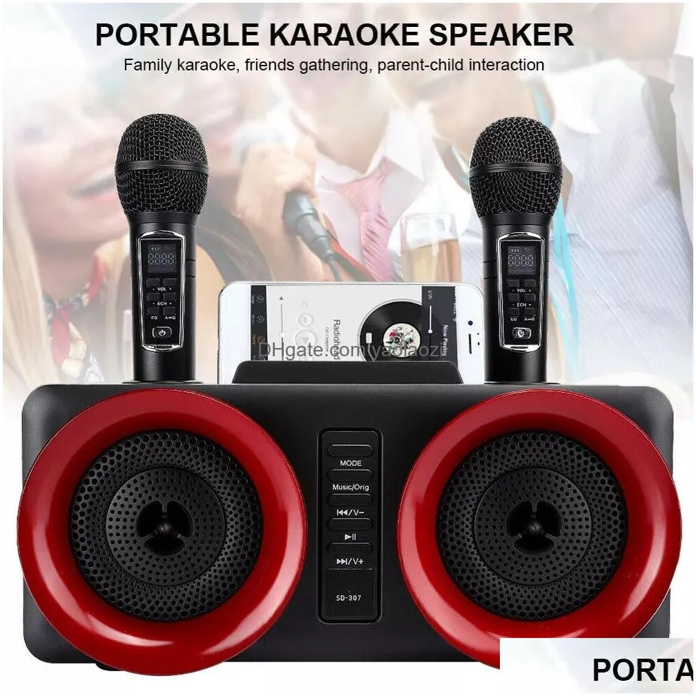 sd307 family ktv mobile phone portable wireless karaoke outdoor subwoofer usb tfauxrecordingmicrophone for bluetooth