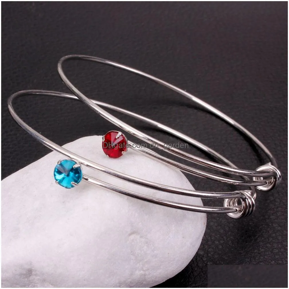 Bangle Fashion 12 Colors Rhinestone Crystal Bracelet Bangle Adjustable Expandable Wire For Women Diy Love Jewelry Wholesale Dhgarden Dhlve