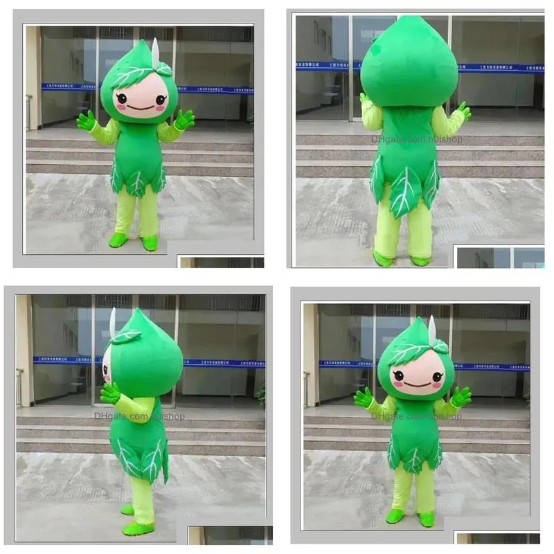 halloween green flower peach prunus mascot costumes cartoon character adult women men dress carnival unisex adults