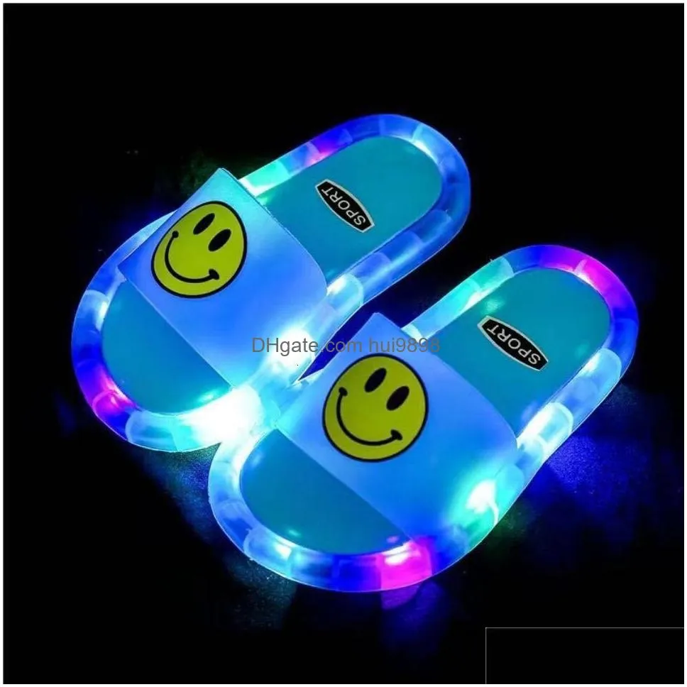 slipper girl slippers children unicorn led kids baby bathroom sandals shoes for boys light up toddle230605