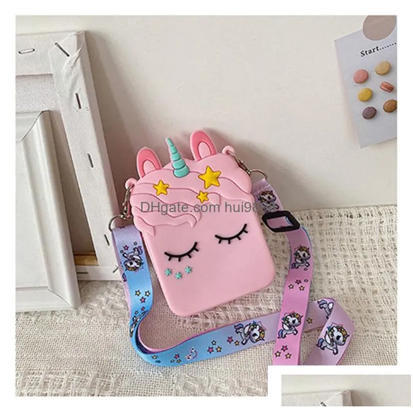 sweet princess with unicorn silicone saddle purse for children girl fashion korean style parent child bag wholesale cute little pocket