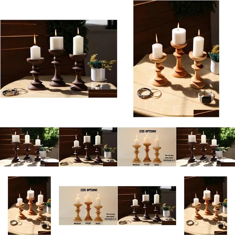 Candle Holders Handmade Candle Holders - Home Decor Gift Wooden Candlestick Wedding New Gifts Wood Drop Delivery Home Garden Home Deco Otcrt