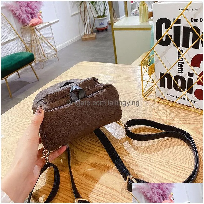 designer kids letter printed backpacks children pu leather double shoulder bags classical women casual bag a7480