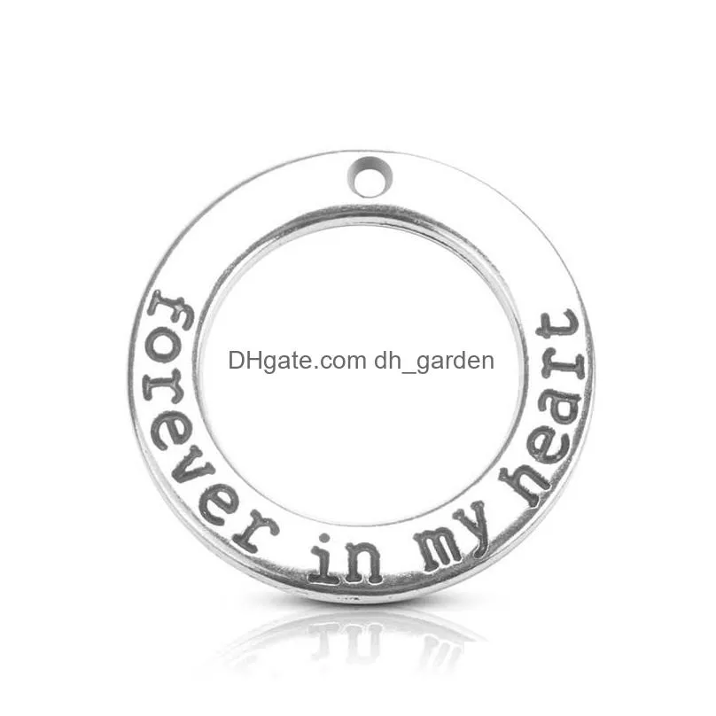 Other Wholesale28Mm Sier Plating English Word In My Heart Round Alloy Charm Diy Keychain Necklace Bracelet Pendant Accessori Dhgarden Dhs25