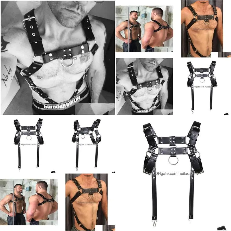 high quality pu leather harness for men body bondage garter belt suspenders sexy straps fetish nightclub belts cummerbunds4041972