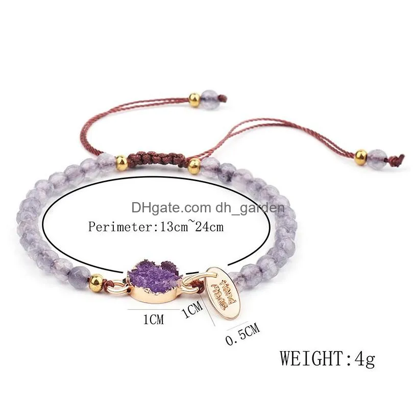 Charm Bracelets New Handmade 4Mm Amber Stone Braided Beads Bracelet For Women Pink Purple White Adjustable Weave Fashion Je Dhgarden Dhi2S