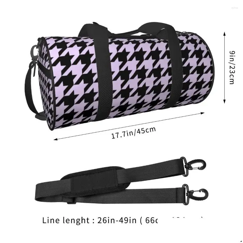 outdoor bags lavender houndstooth pattern gym bag fashion waterproof sports large travel printed handbag cute fitness for couple