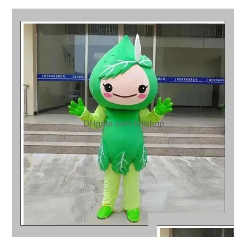 halloween green flower peach prunus mascot costumes cartoon character adult women men dress carnival unisex adults