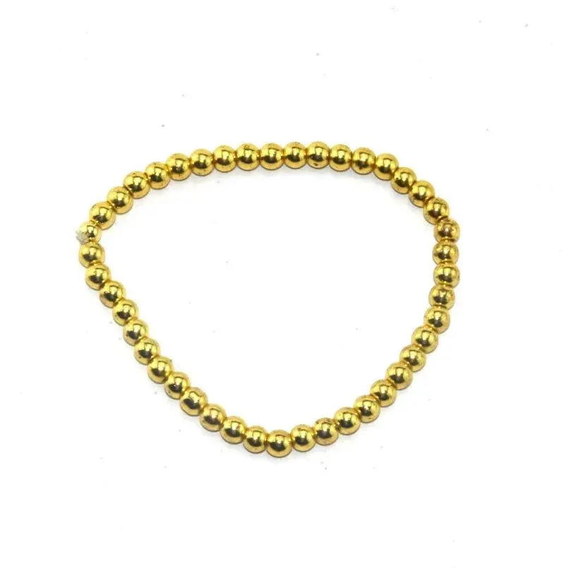 Beaded Strand European American In Charms Versatile Copper Ferry True Gold Beads Colorf Bracelet Beach Style Geometric Elastic Jewelr Otrtl