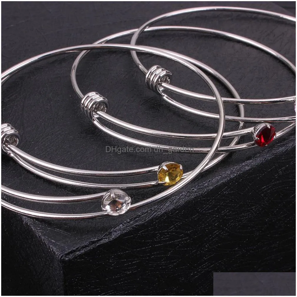 Bangle Fashion 12 Colors Rhinestone Crystal Bracelet Bangle Adjustable Expandable Wire For Women Diy Love Jewelry Wholesale Dhgarden Dhlve