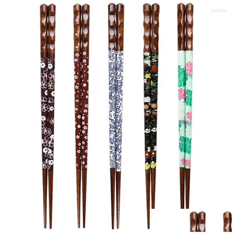 chopsticks 5 pairs japanese style wooden colorful tortoise shell creative gift box set