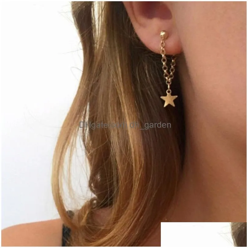 Dangle & Chandelier New Fashion Small Star Pendant Tassel Earring For Women Wedding Gift Jewelry Long Statement Gold Color Dhgarden Dhd3W