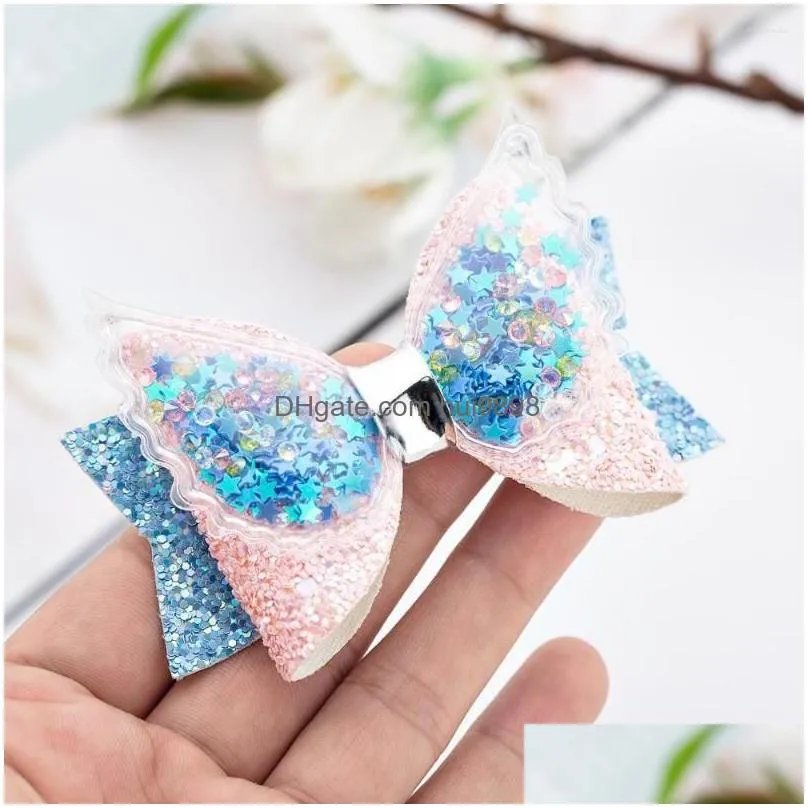 hair accessories thumbelina glitter wings princess hairgrips bows with clip dance party bow girls