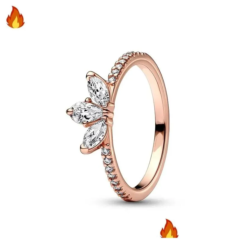 Wedding Rings Authentic Fit Women Rings Charms Charm Meteor Wishing Bone Petal Specimen Drop Delivery Jewelry Ring Ot3P5