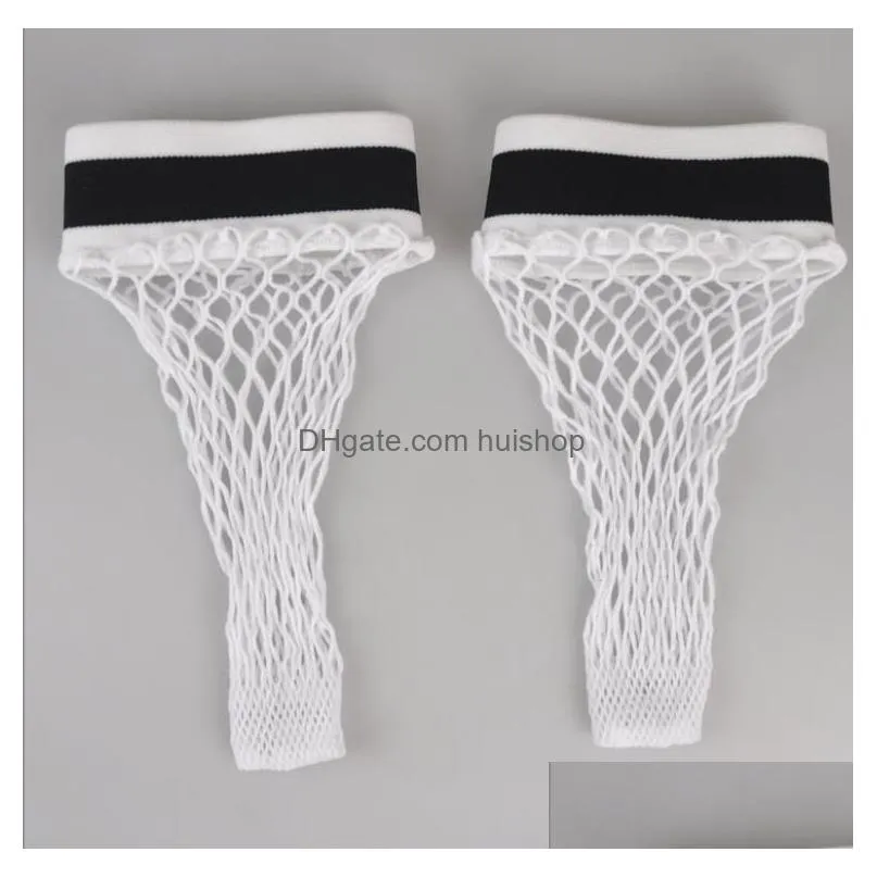 fishnet anklet socks fashion womens big net mesh striped crew cuff ankle short stockings black white