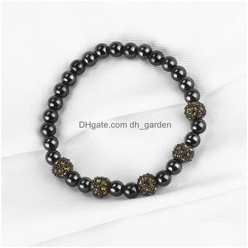 Beaded Handmade 6Mm Glossy Black Nature Stone Beads Bracelet For Women Men Elastic Jewelry Gift Wholesale Drop Delivery Jewe Dhgarden Dhdap