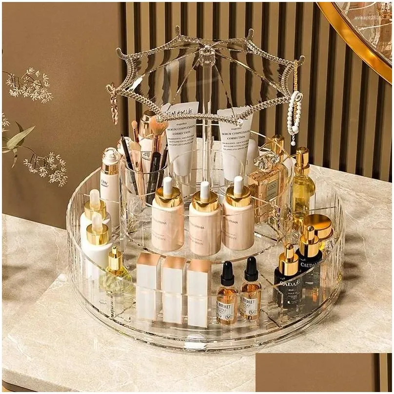 storage boxes display rotating multifunctional lipstick transparent cosmetic table fashion stand dressing 360ﾰ detachable box