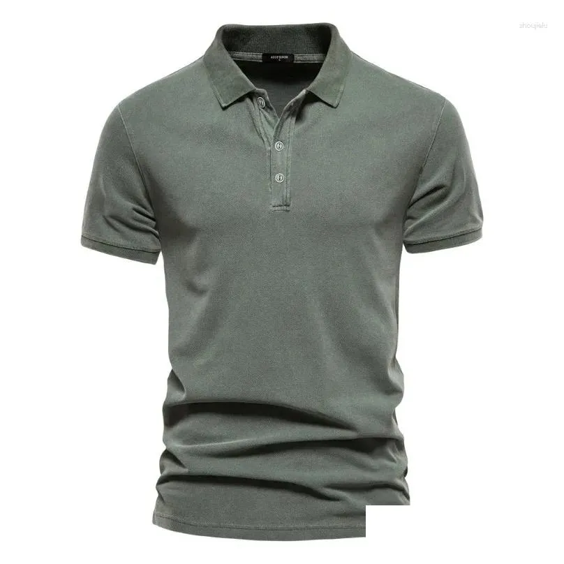 Men`S Polos Mens S 2023 Cotton Solid Shirts Casual Short Sleeve Turndown Summer Fashion Streetwear For Men Drop Delivery Apparel Men`S Otzop