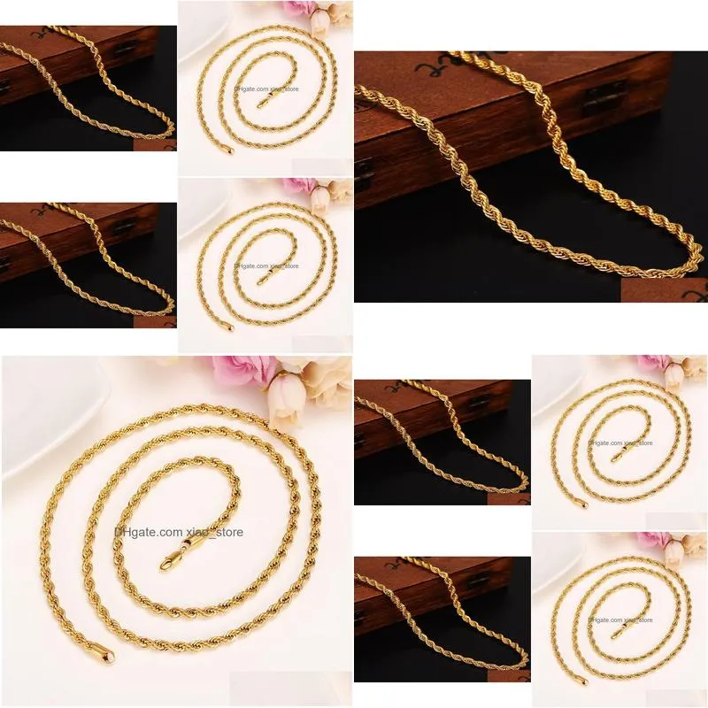 18 k fine solid gf gold necklace 31inch hip hop rock rope clasp chain fashion jewelry lengthening men women5520811