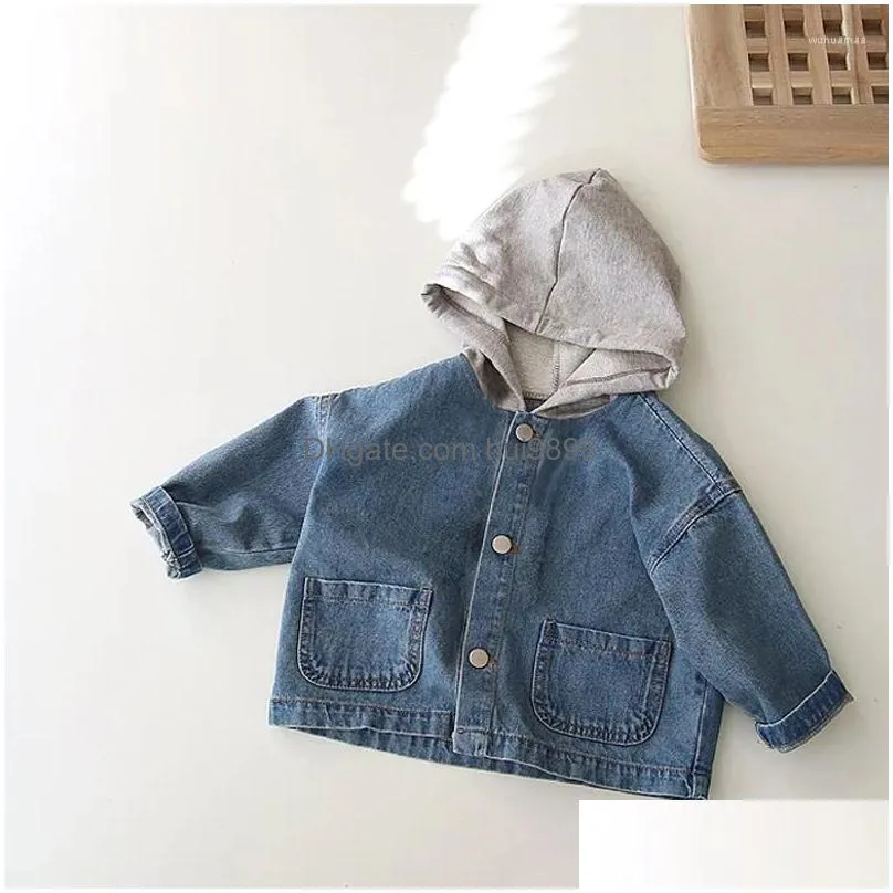 jackets children clothing kids denim coat korean style boys and girls autumn winter fashion handsome hooded pocket jacket