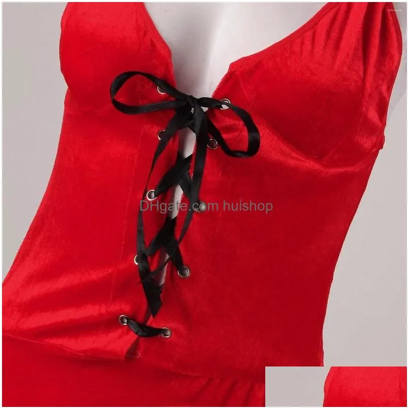 bras sets christmas erotic lingerie for women sexy home wear pajamas red santa sleepwear dress fashion v neck underwear