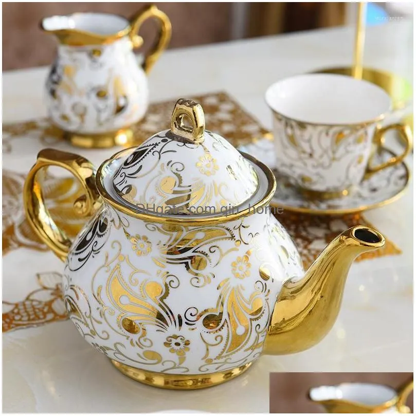 cups saucers nordic noble bone china coffee pot cup saucer sugar bowl set luxury ceramic mug top-grade tea spoon