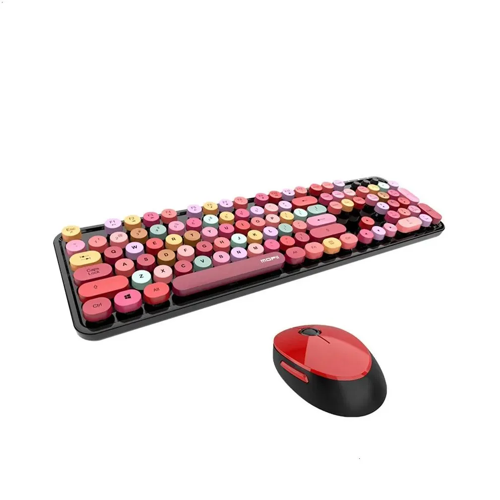 keyboards mofii sweet keyboard mouse combo mixed color 2 4g wireless set circular suspension key cap for pc laptop 231117