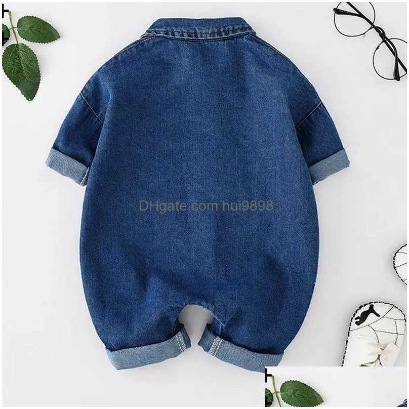 rompers baby jumpsuits no bag spring and autumn japanese korean version girls romper childrens clothes boy denim 231010