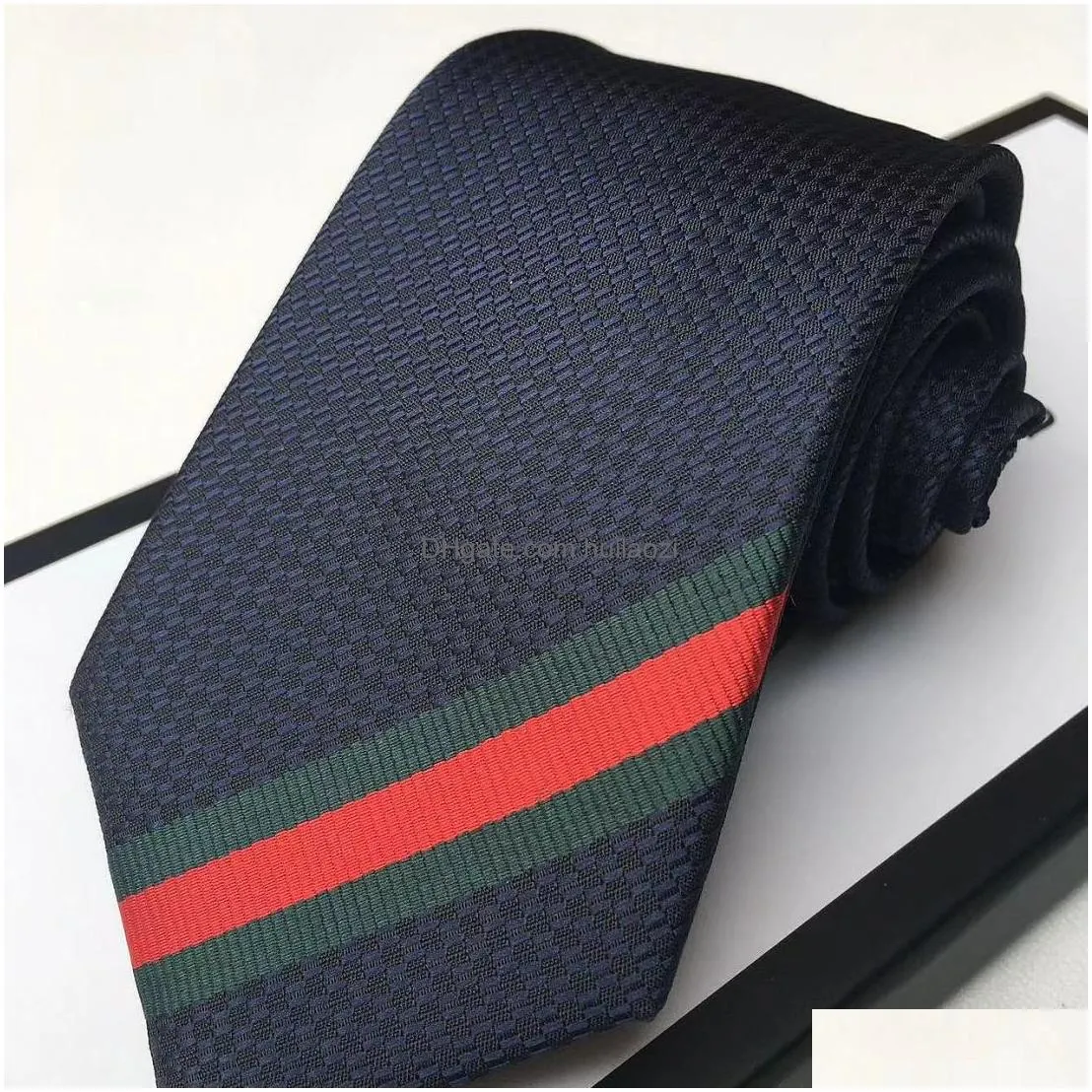 ties mens letter silk tie black dark red dark blue solid color jacquard party wedding business woven fashion brand design leisure box