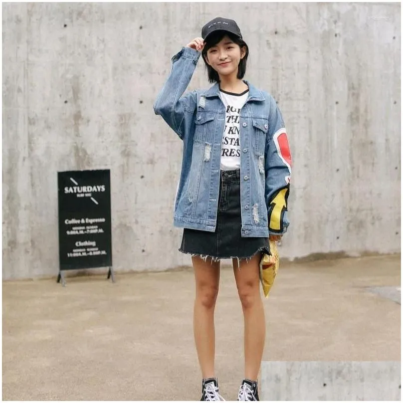 women`s jackets indie designs denim jacket women lapel single breasted loose  korean little angel aesthetic outwears