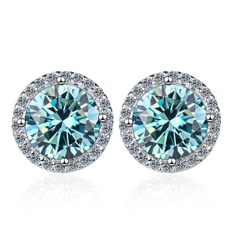 Stud S925 Sier Earrings Ear Fashion Diamond Earing Women Earring Sterling Earings Lady Moissanite Round Studs Bling Classic 1Ct Drop Ot0P4