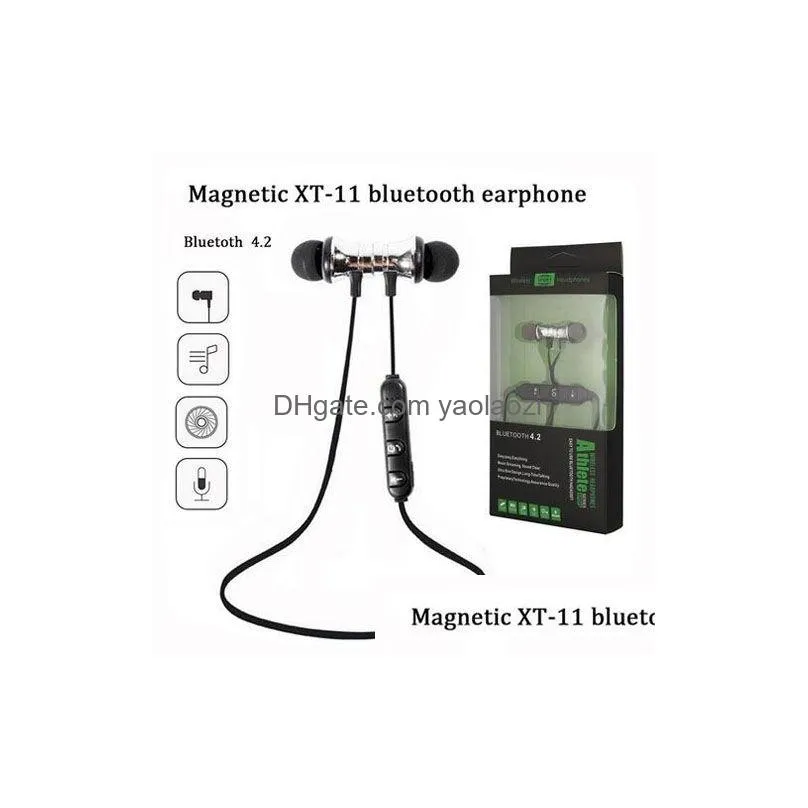 xt-11 wireless sports headset xt11 bluetooth 4.2 hd stereo earphone magnetic headphones noise canceling with retail package