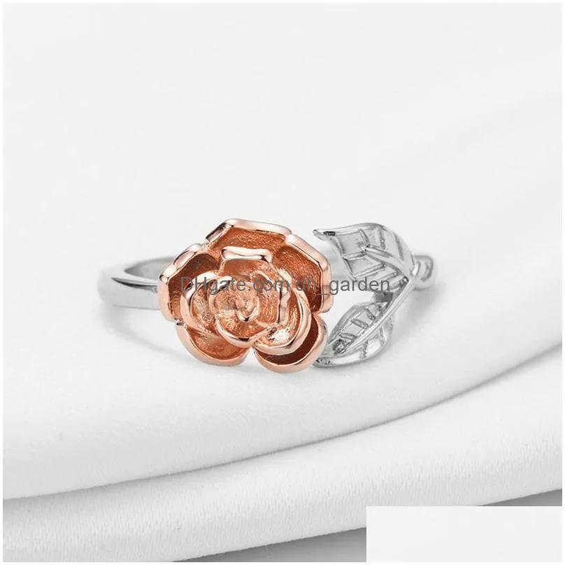 Cluster Rings Selling Copper Sier Color Adjustable Size Rose Flower Wrap Open Finger Ring For Women Wedding Hand Accessorie Dhgarden Dh5Pj